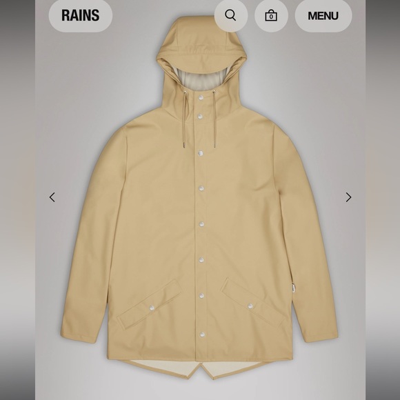 Rains Unisex Rain Jacket in color Sand, Size Medium, NWT - Picture 5 of 8